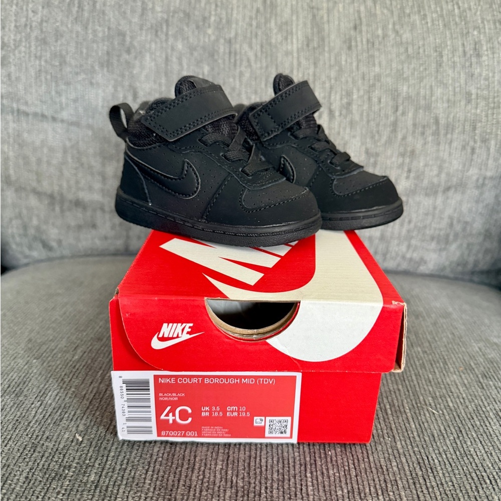 Nike Court Borough Mid (TDV) - Black - Size 4c